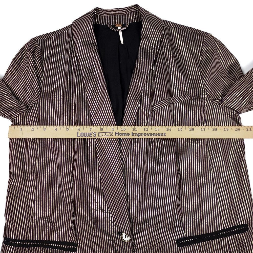 FREE PEOPLE Sunset Blazer Oversized Menswear Suit Jacket Metallic Stripe Medium - Picture 4 of 11